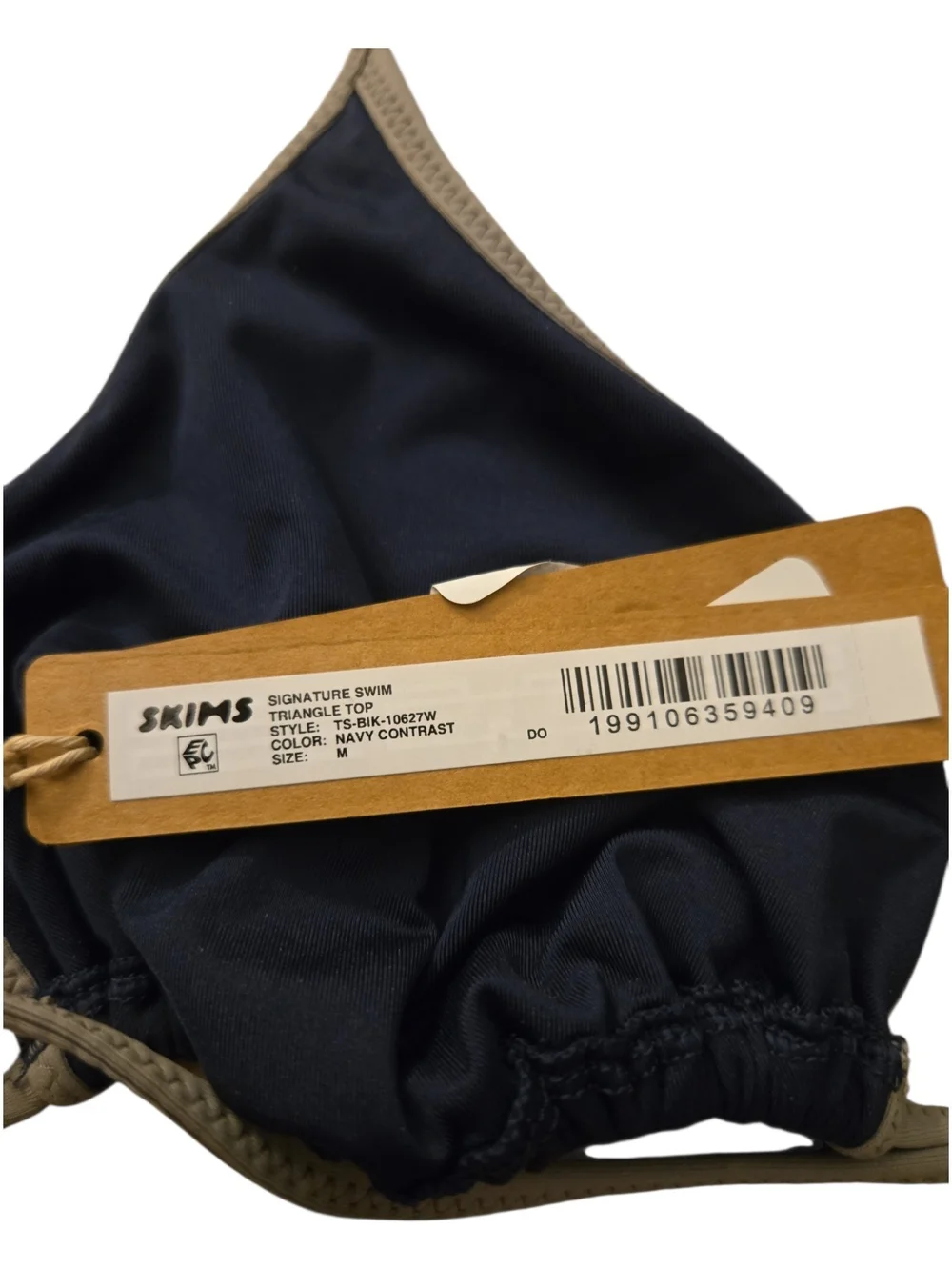 NWT SKIMS Signature Swim Triangle Bikini Top Navy Contrast Medium
